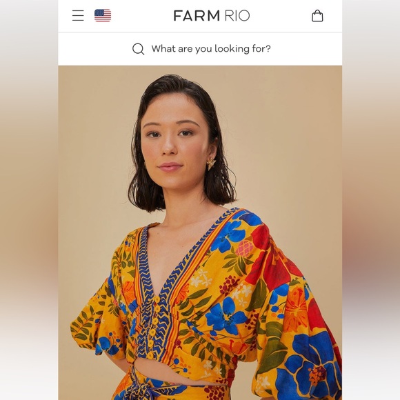 Farm Rio Yellow Floral Crop Top - Picture 1 of 13